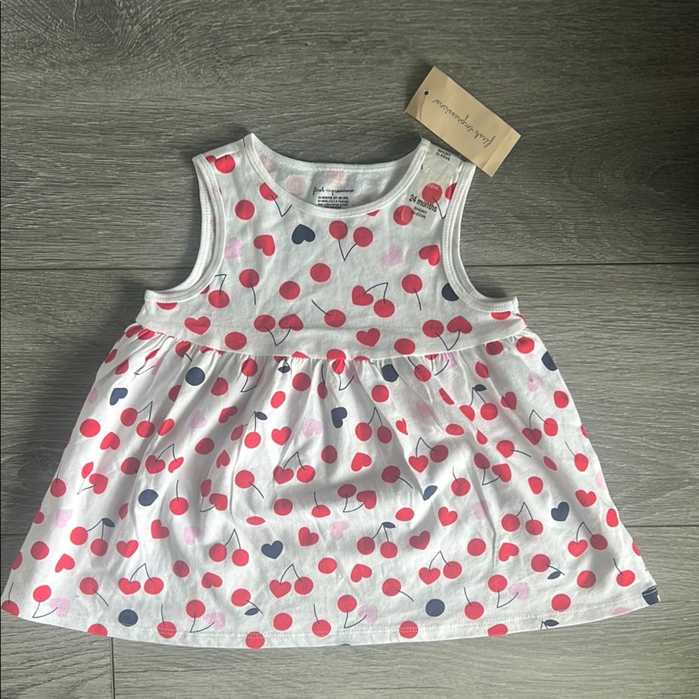 Cherry and Heart Print Sleeveless Top